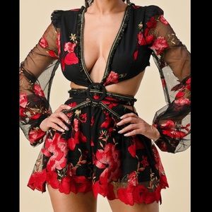 Black and red floral romper!